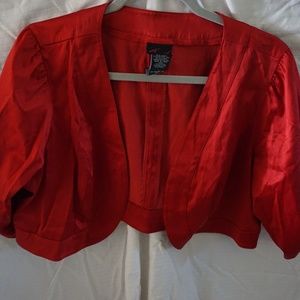 Torrid Red holiday Satin Shrug bolero jacket Cover  Sz 1